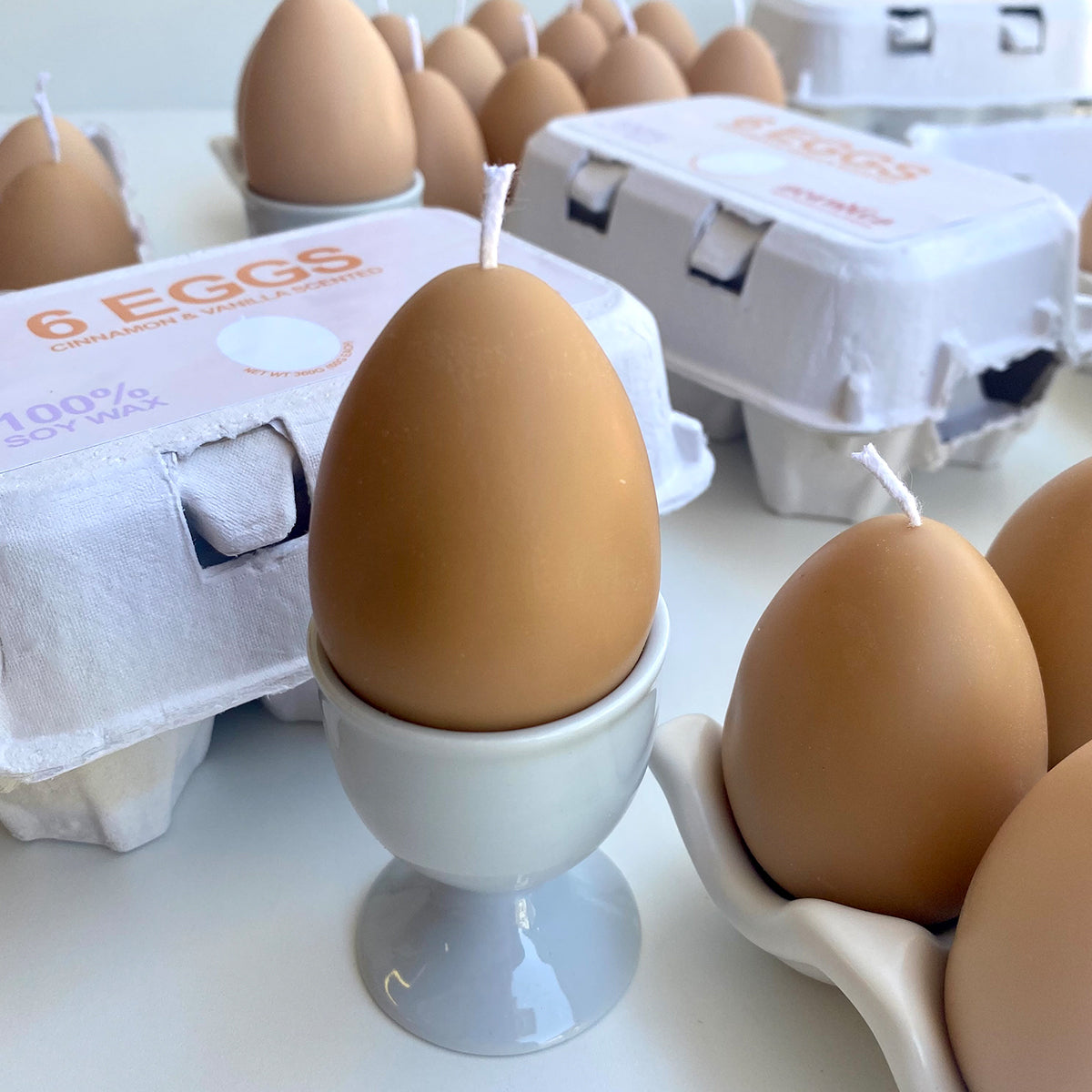 Egg Candle Set of 6 | Cinnamon & Vanilla Farmers Markets Scandles