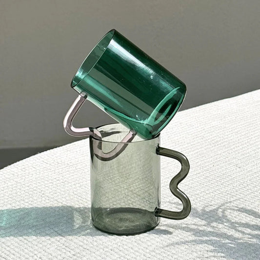 Swirl Glass Cup | Set of 4 | Grey cups Casa Amarosa