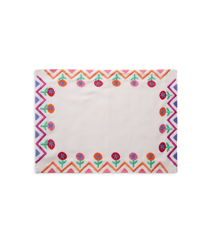 Tropical ZigZag Embroidered Cotton Placemats (Set of 4)
