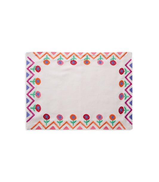 Tropical ZigZag Embroidered Cotton Placemats (Set of 4)