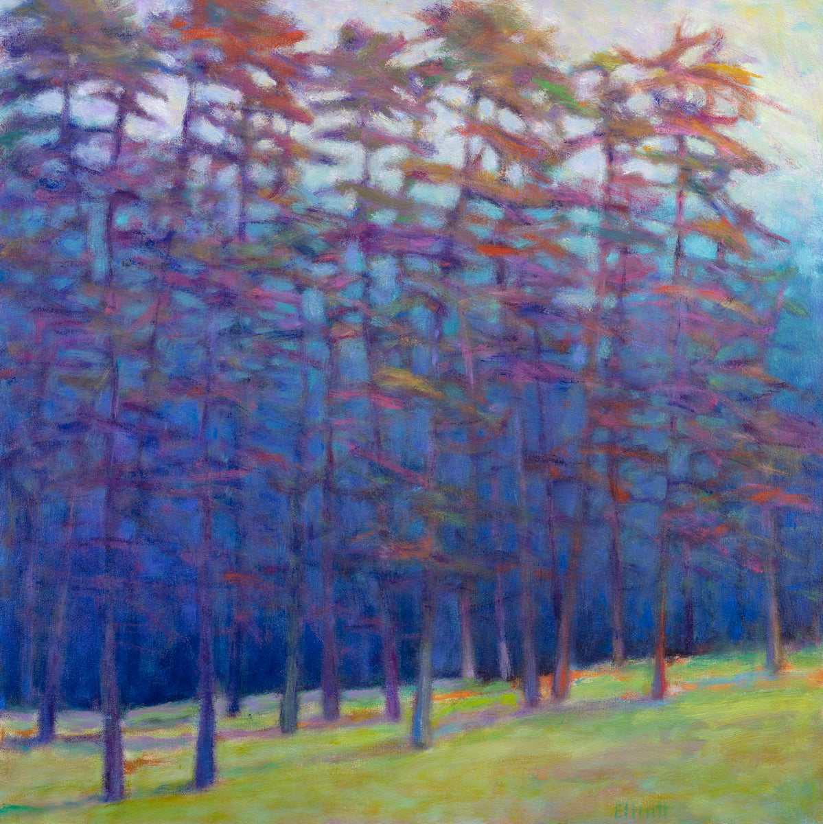 Art Print of colorful trees in soft hues, capturing the serene beauty of nature in a limited edition canvas by Ken Elliott.