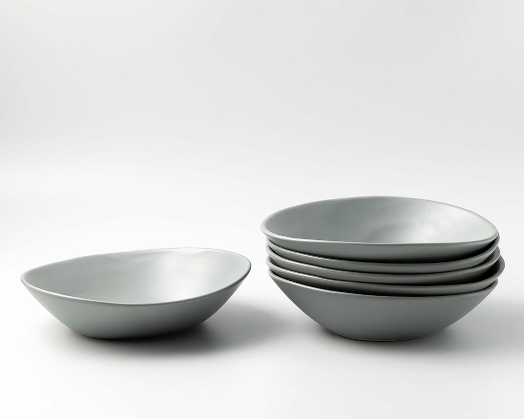Ripple Pasta Bowl Bowls Haand Matte Grey Set of 4