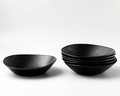 Ripple Pasta Bowl Bowls Haand Matte Black Set of 4