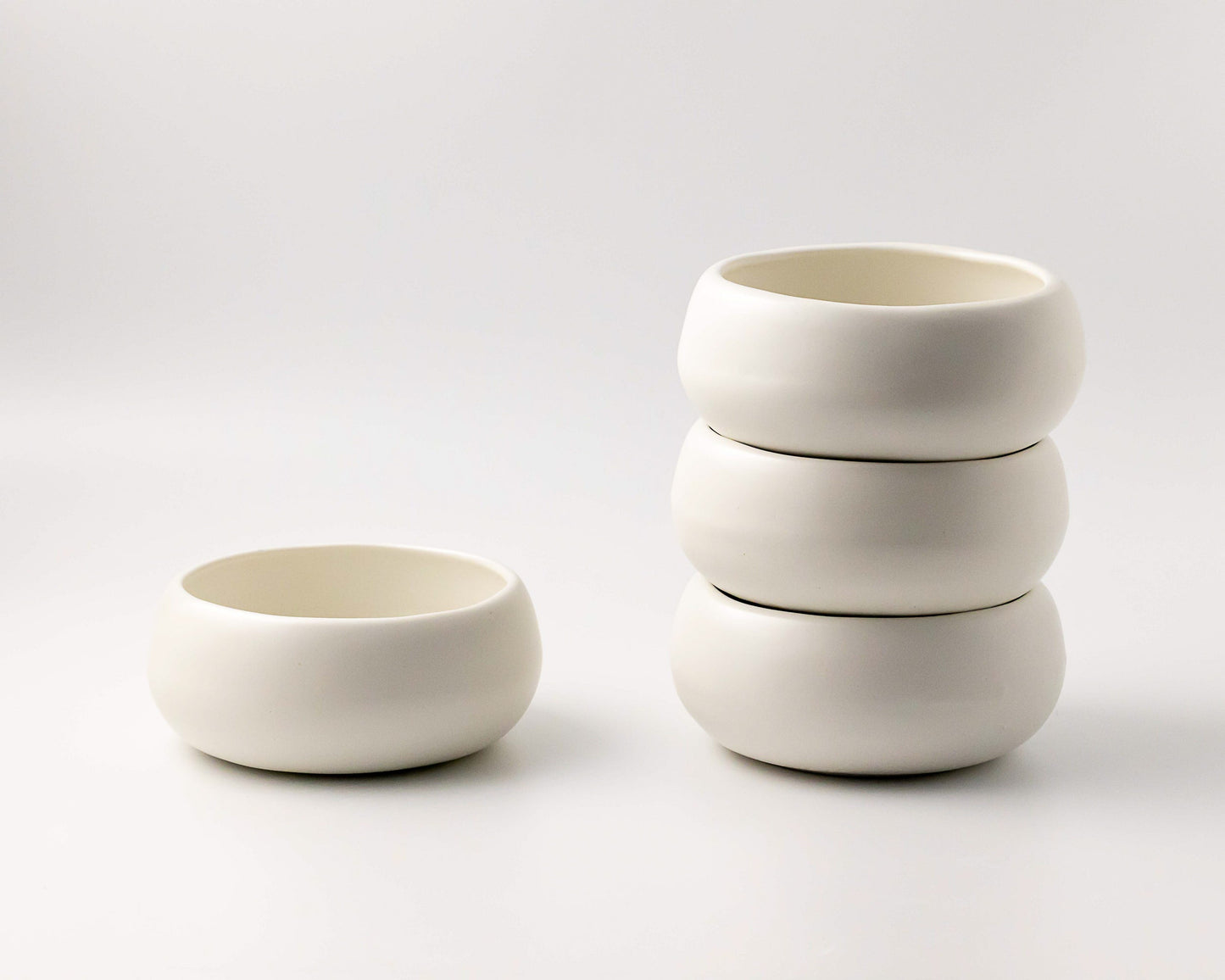 Rice Bowl Bowls Haand Matte White Set of 4