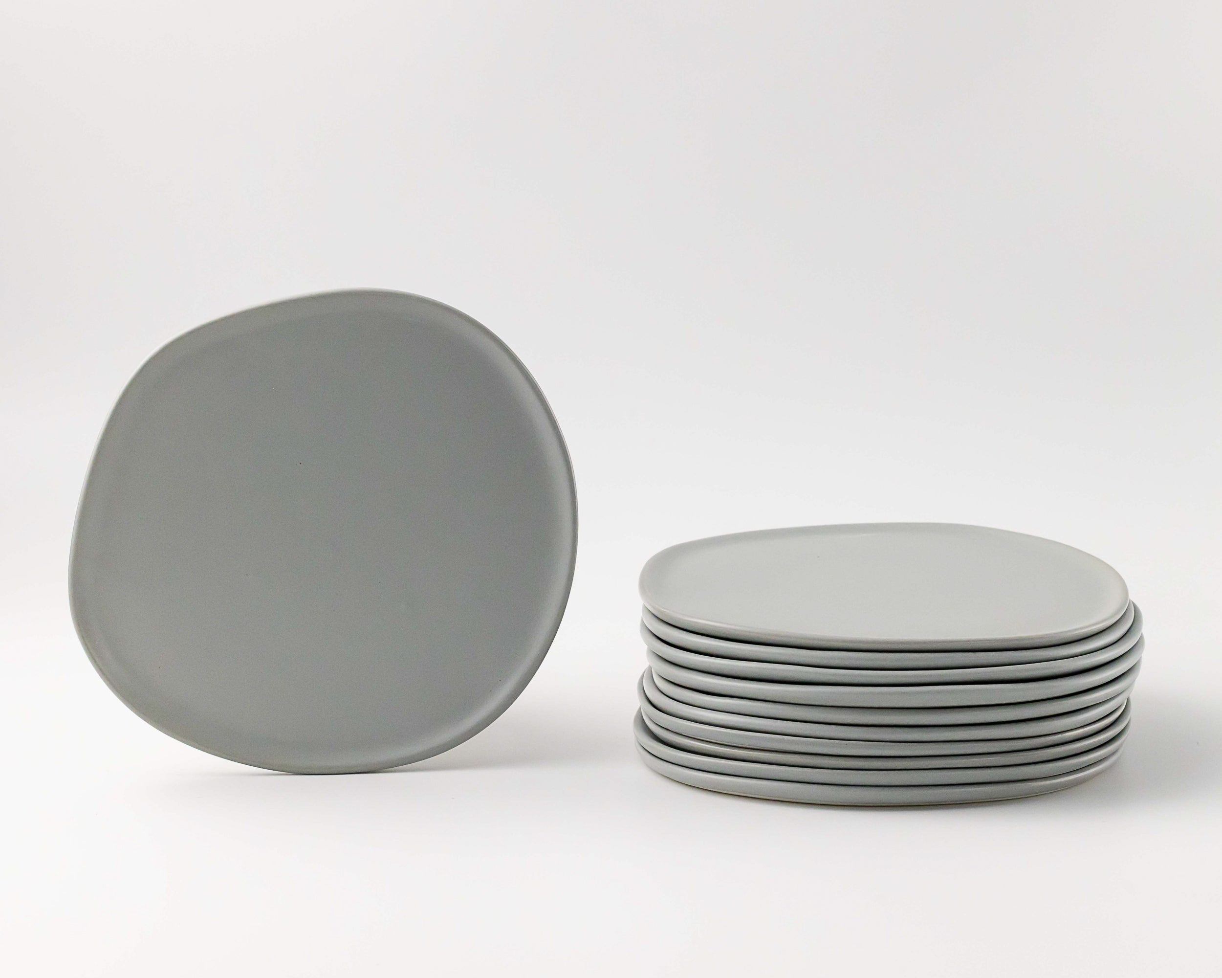 Ripple Salad Plate Plates Haand Matte Grey Set of 4