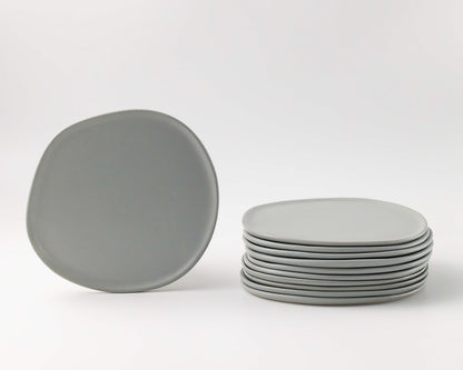 Ripple Salad Plate Plates Haand Matte Grey Set of 4