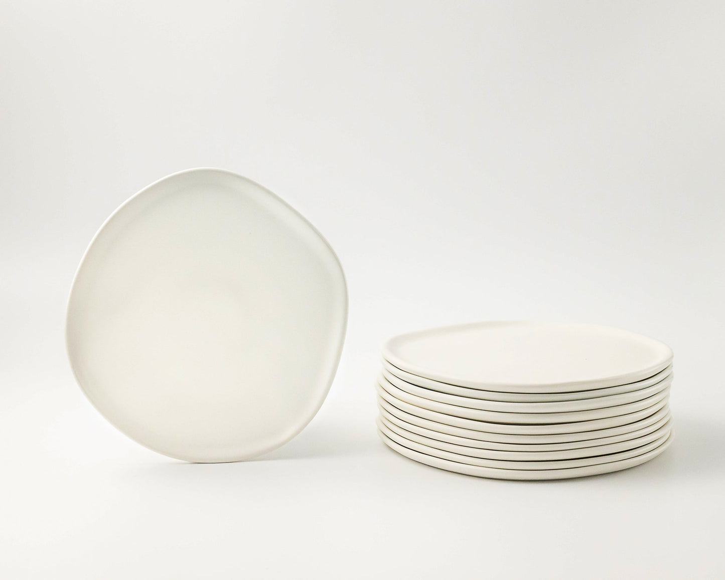 Ripple Salad Plate Plates Haand Matte White Set of 4