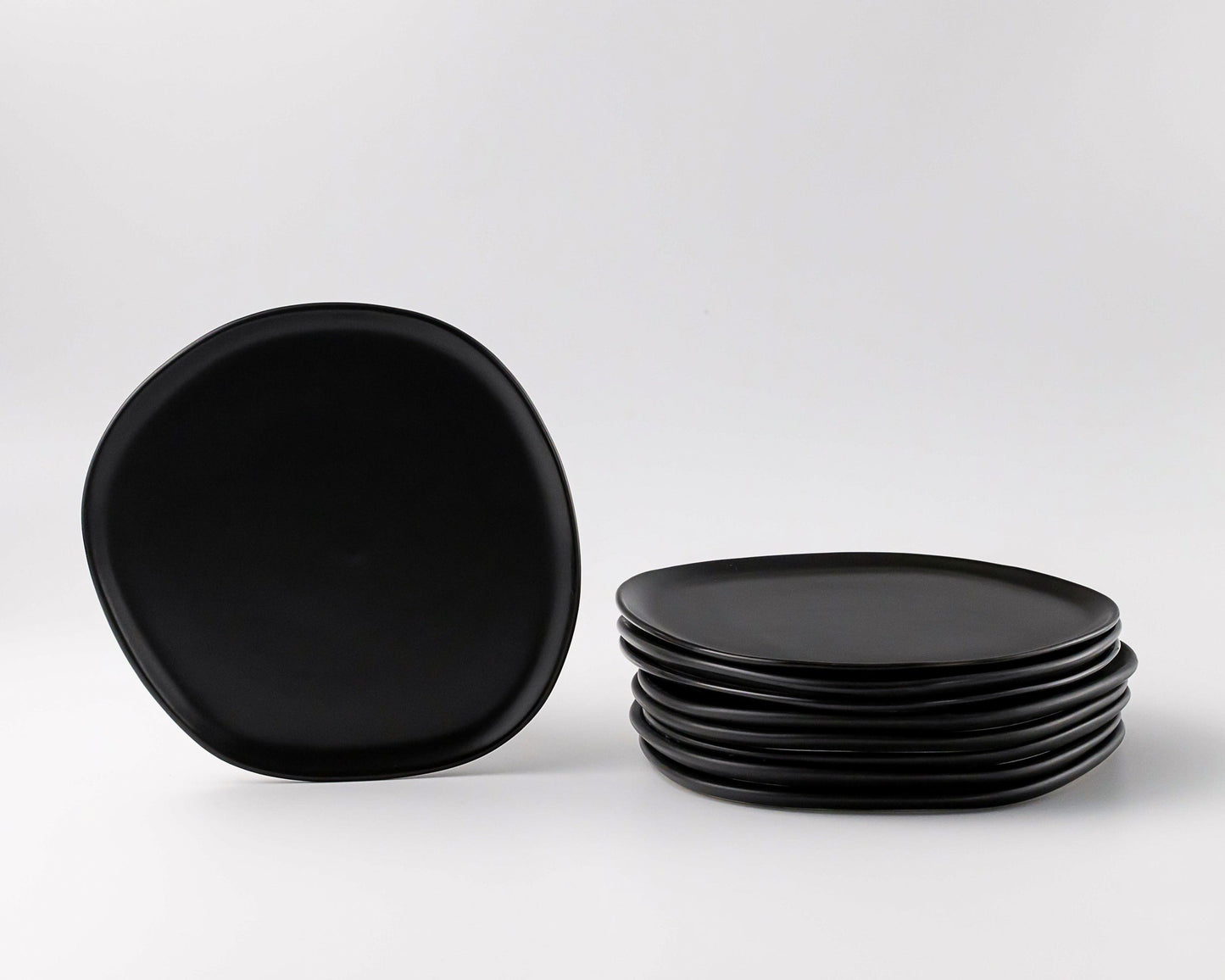 Ripple Salad Plate Plates Haand Matte Black Set of 4