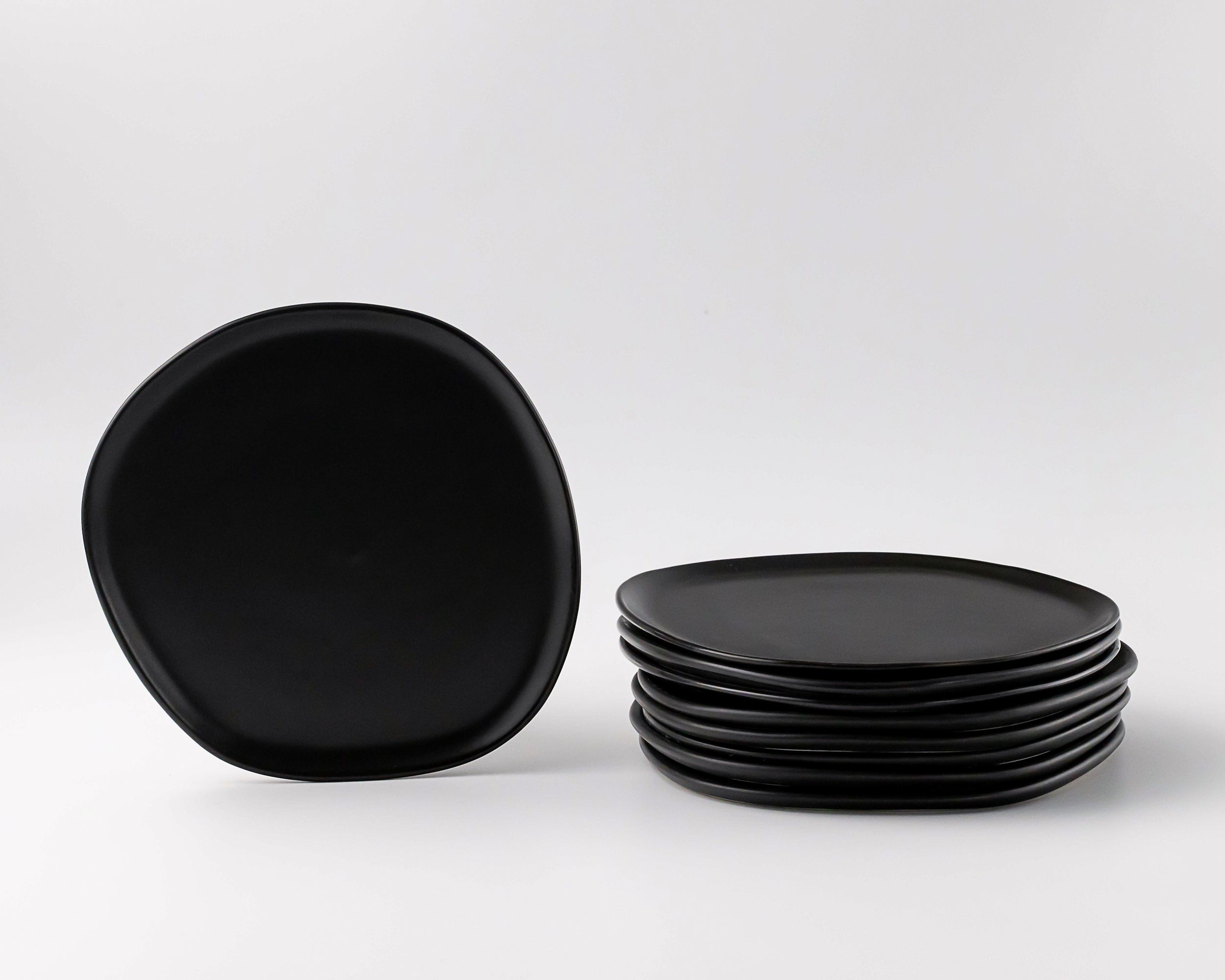 Ripple Salad Plate Plates Haand Matte Black Set of 4