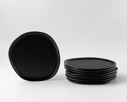 Ripple Salad Plate Plates Haand Matte Black Set of 4
