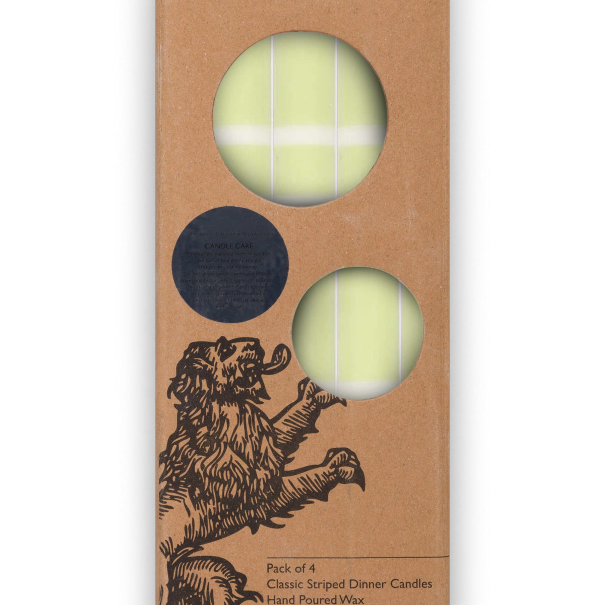 Striped Dinner Candles in Eau De Nil and Pearl