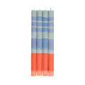Set of 4 Striped Opaline, Pompadour & Rust Dinner Candles