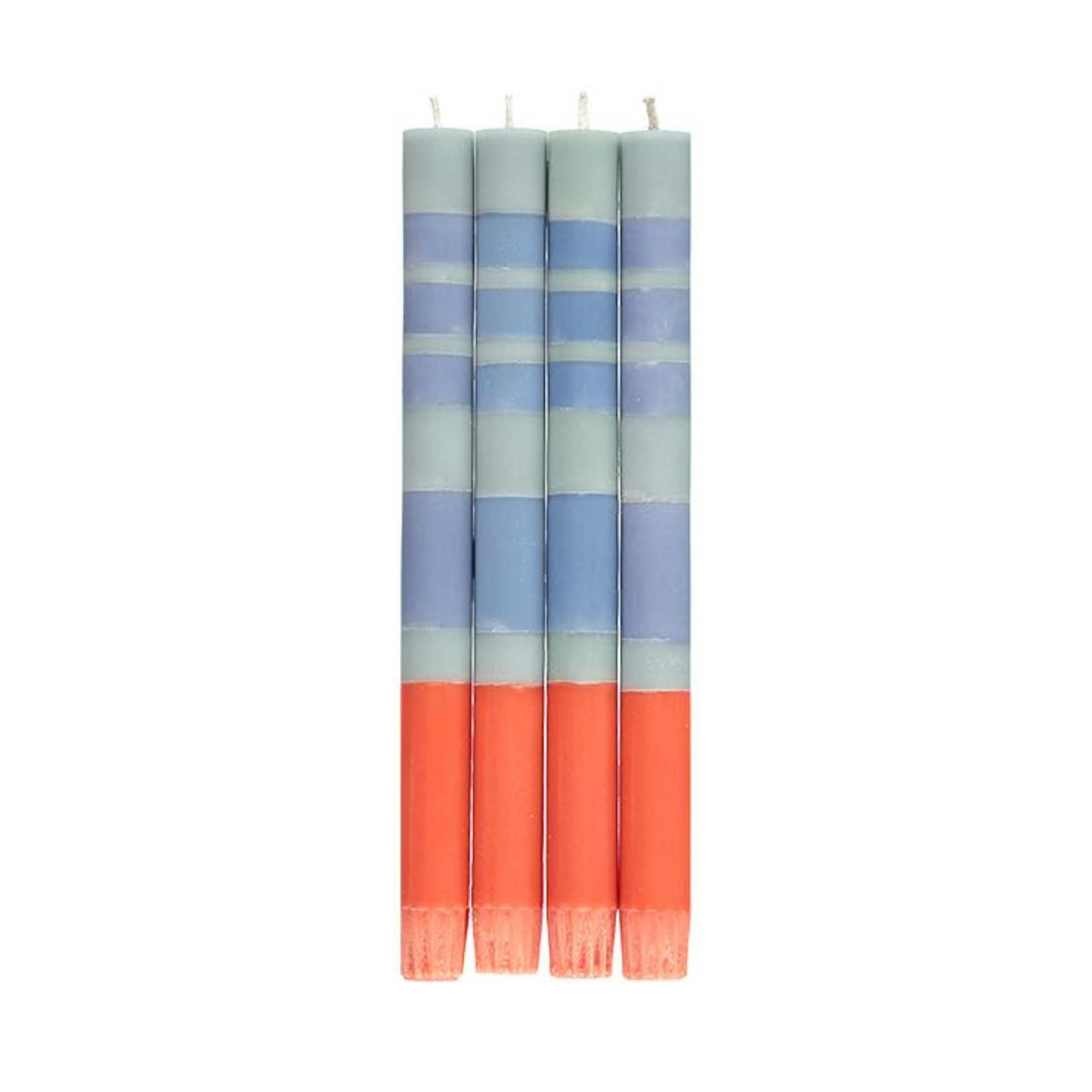 Set of 4 Striped Opaline, Pompadour & Rust Dinner Candles