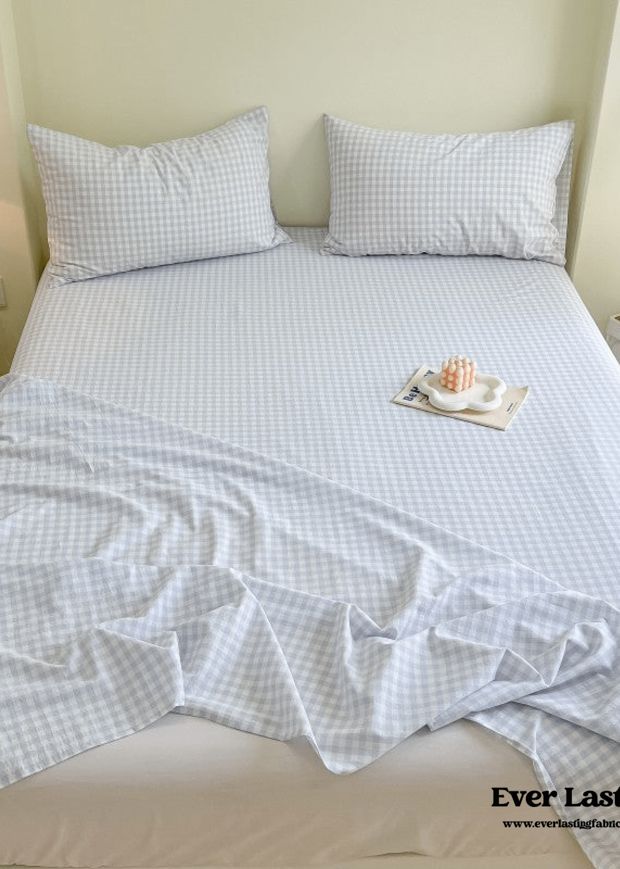 Gingham and Plaid Washed Cotton Bed Sheet