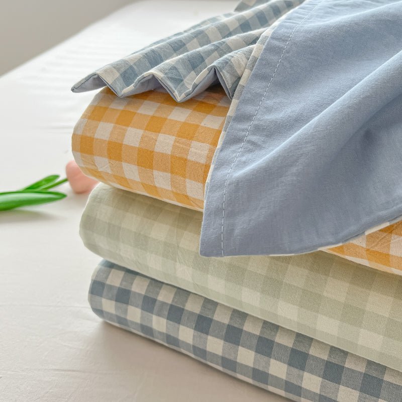 Gingham and Plaid Washed Cotton Bed Sheet