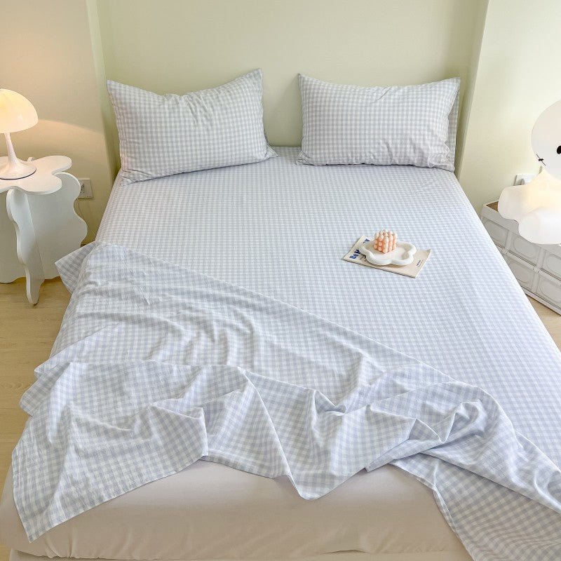 Gingham and Plaid Washed Cotton Bed Sheet