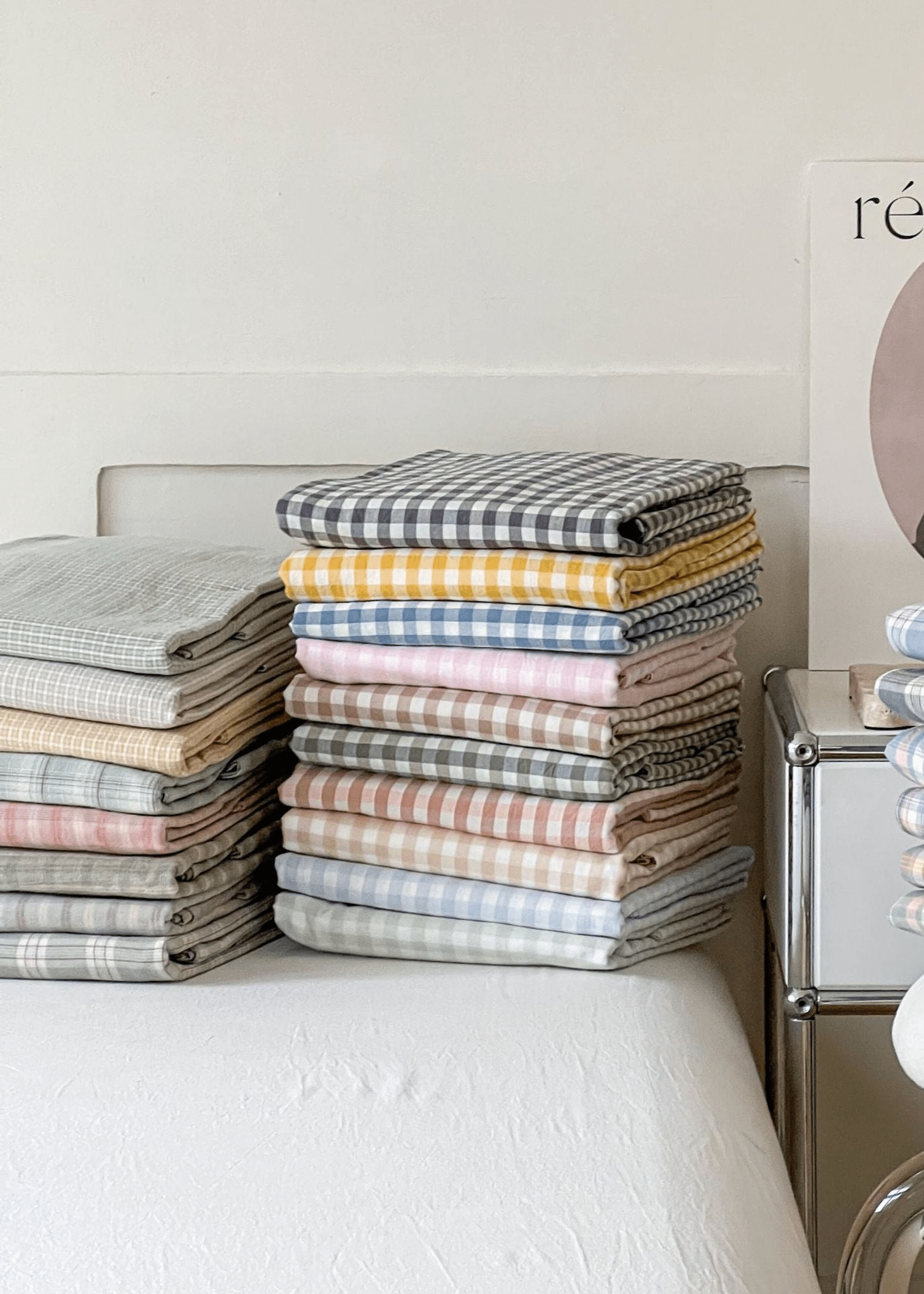 Gingham and Plaid Washed Cotton Bed Sheet