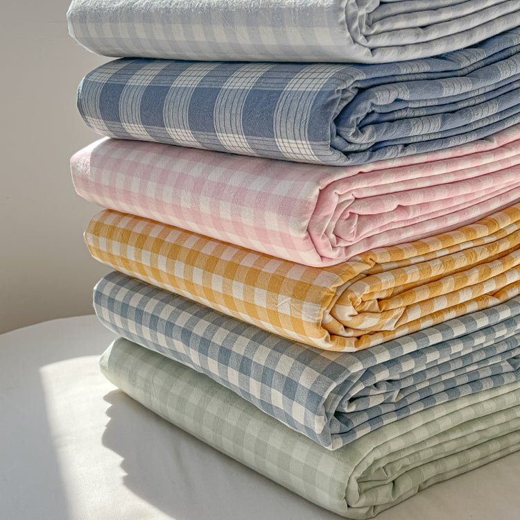 Gingham and Plaid Washed Cotton Bed Sheet