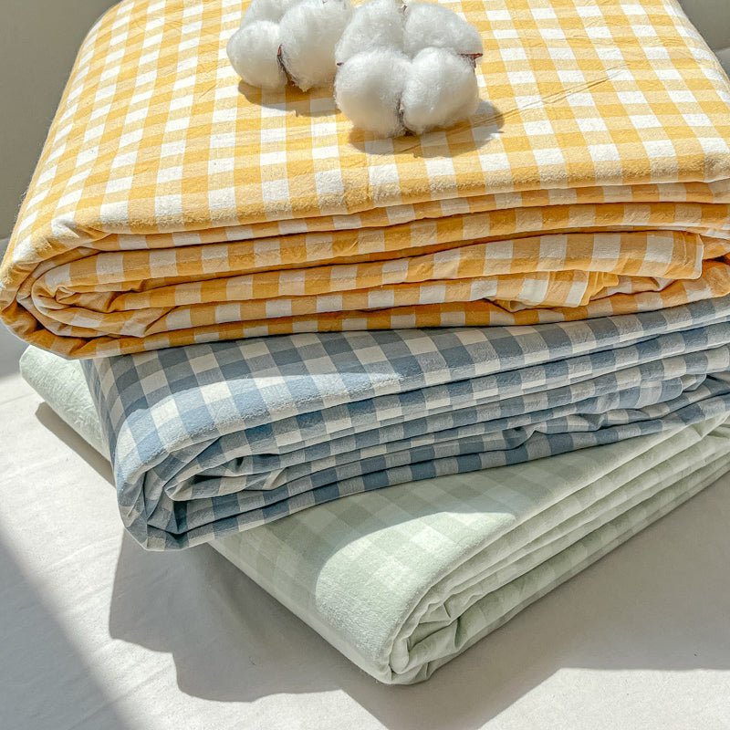 Gingham and Plaid Washed Cotton Bed Sheet