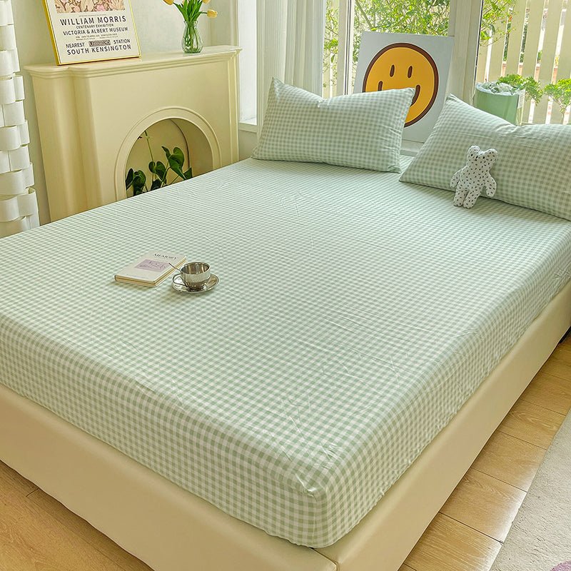 Gingham and Plaid Washed Cotton Bed Sheet