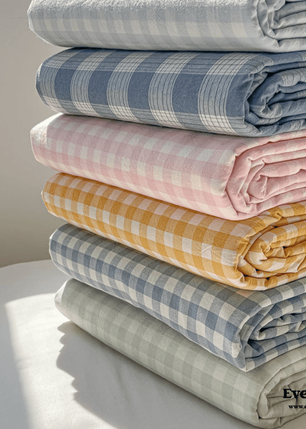 Gingham and Plaid Washed Cotton Bed Sheet