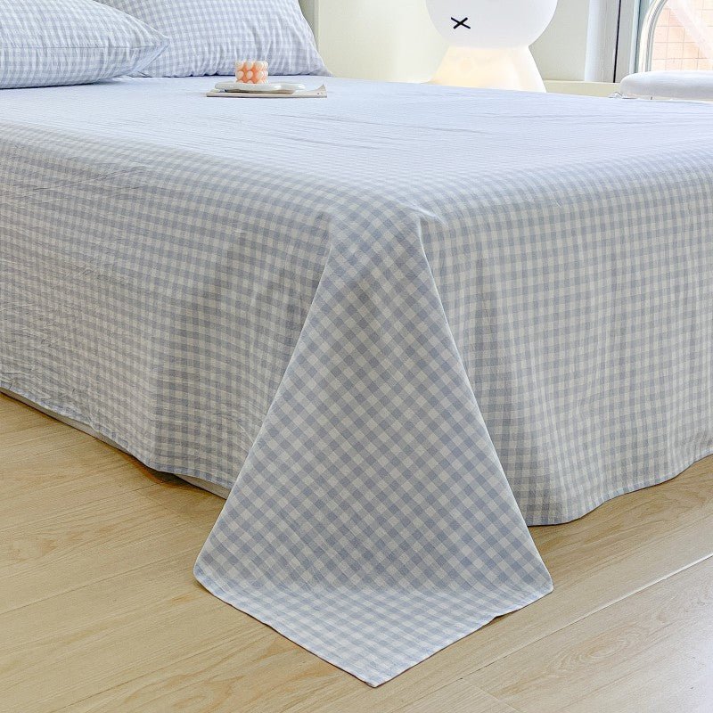 Gingham and Plaid Washed Cotton Bed Sheet