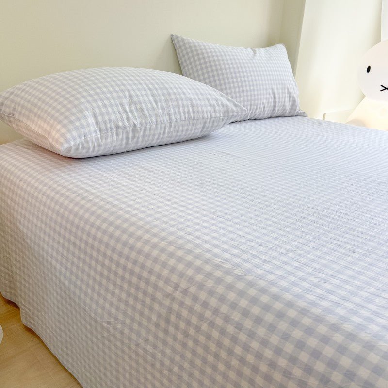 Gingham and Plaid Washed Cotton Bed Sheet