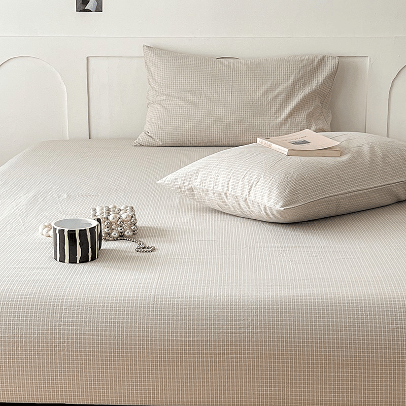 Gingham and Plaid Washed Cotton Bed Sheet