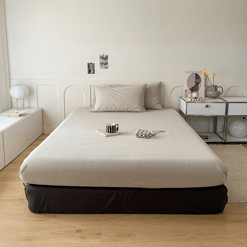 Gingham and Plaid Washed Cotton Bed Sheet