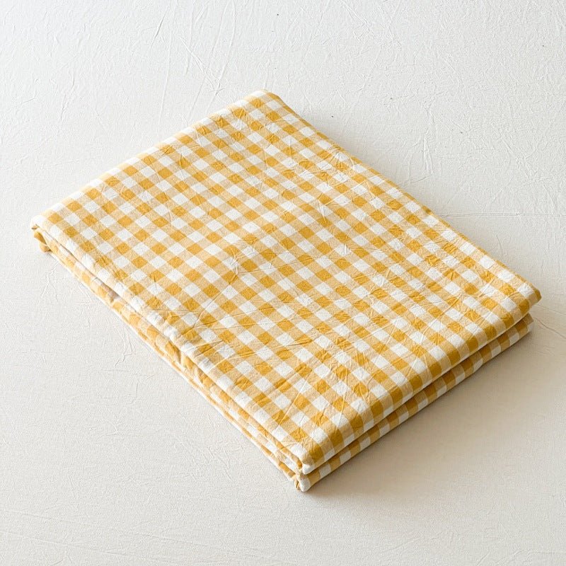 Gingham and Plaid Washed Cotton Bed Sheet