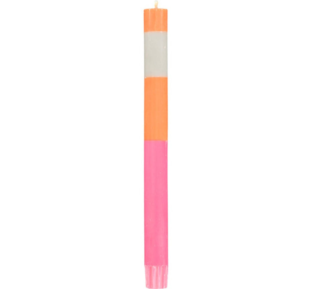 S/4 ABSTRACT Striped Orange Flame, Willow and Neyron Dinner Candles