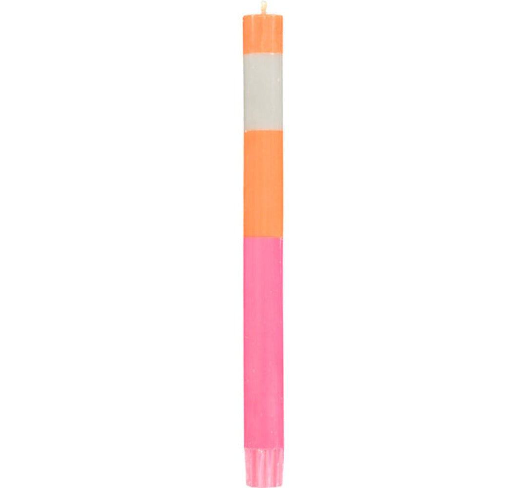 S/4 ABSTRACT Striped Orange Flame, Willow and Neyron Dinner Candles