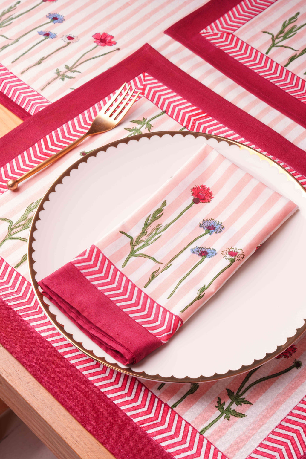 Wildflower Blockprint Napkins | Set of 4