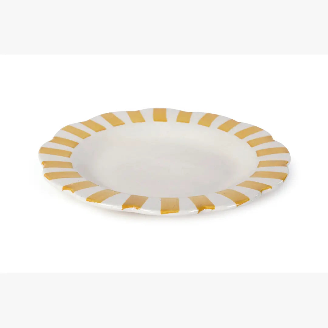 Ceramic Stripe Dinner Plate | Yellow Plate Casa Amarosa