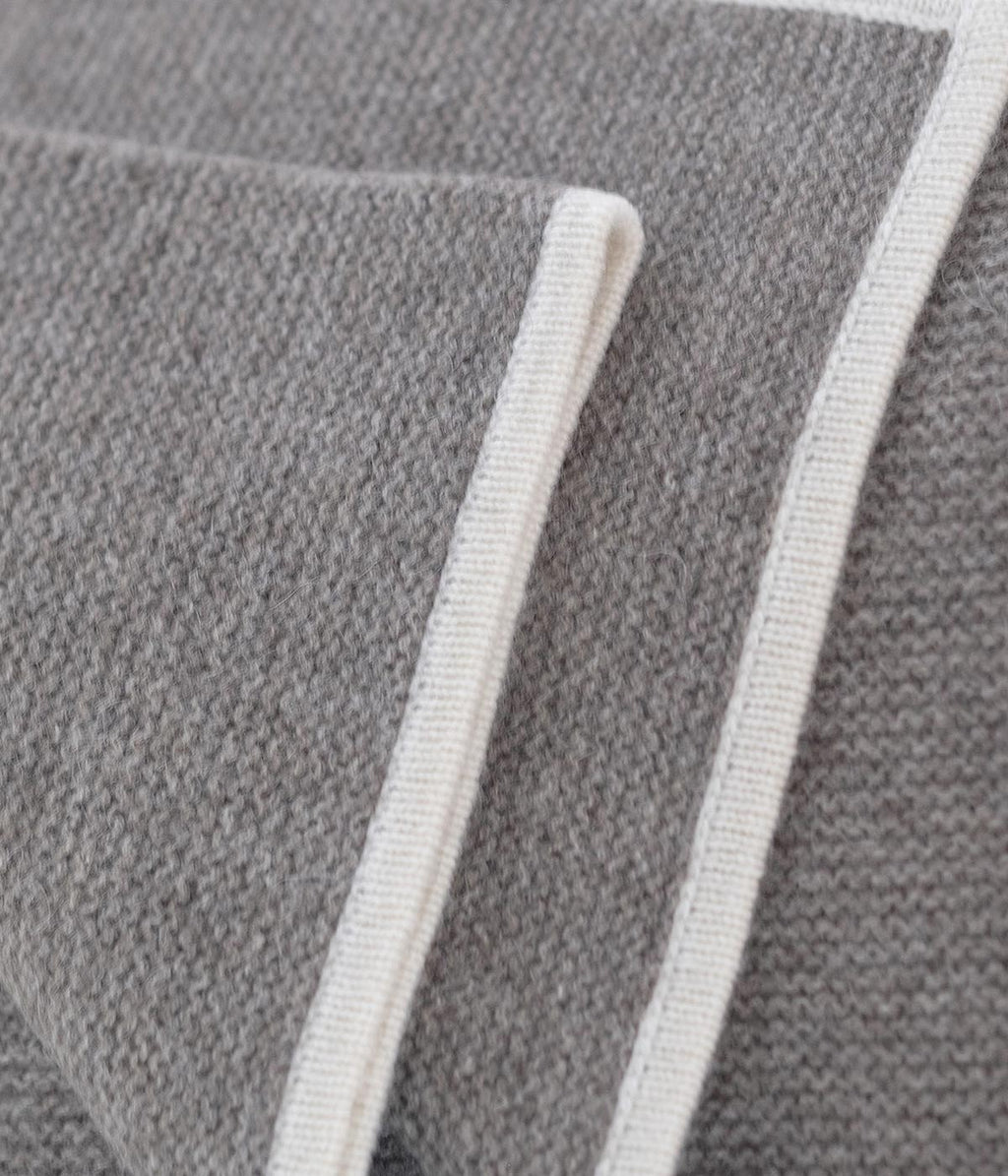 Platinum and White Purl Knit Yak Down Throw