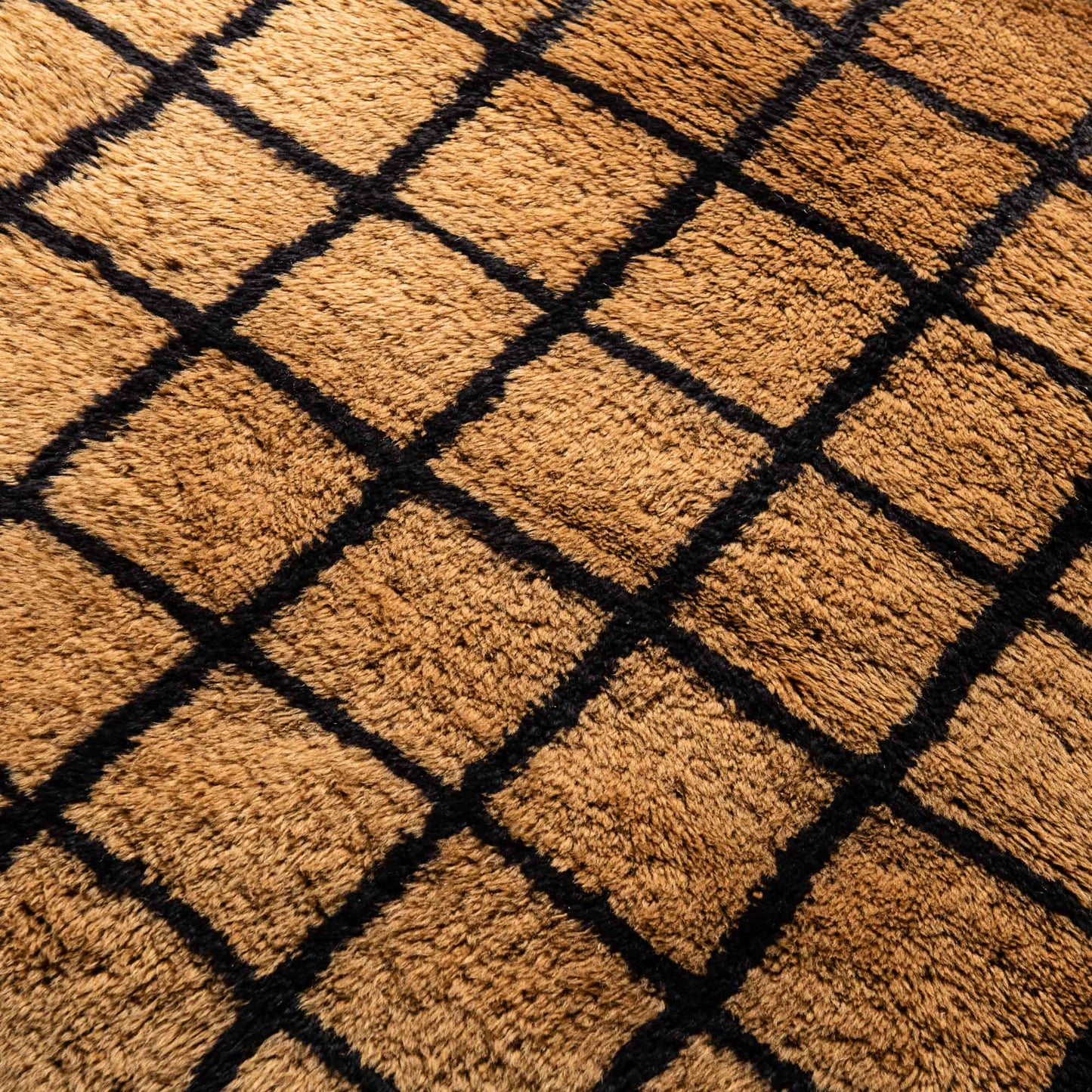 Bronze Grid | Luxury Shag Moroccan Runner Rug mrirt rug Benisouk