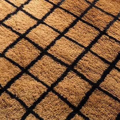 Bronze Grid | Luxury Shag Moroccan Runner Rug mrirt rug Benisouk
