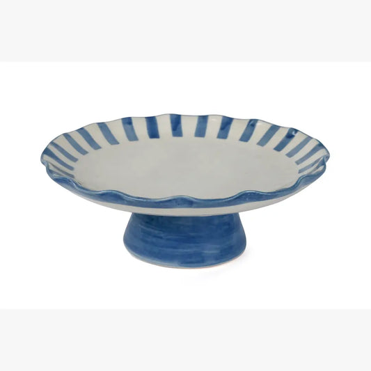 Ceramic Stripe Cake Stand | Blue Cake stand Casa Amarosa