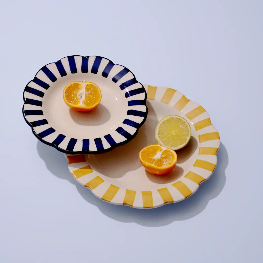 Ceramic Stripe Dinner Plate | Yellow Plate Casa Amarosa