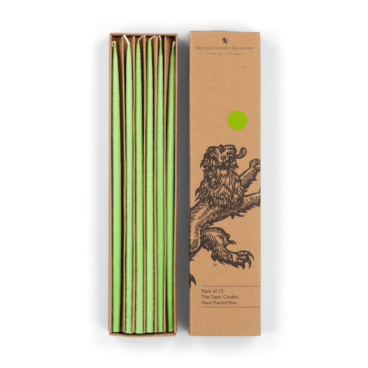 Thin Taper Candles - Grass Green