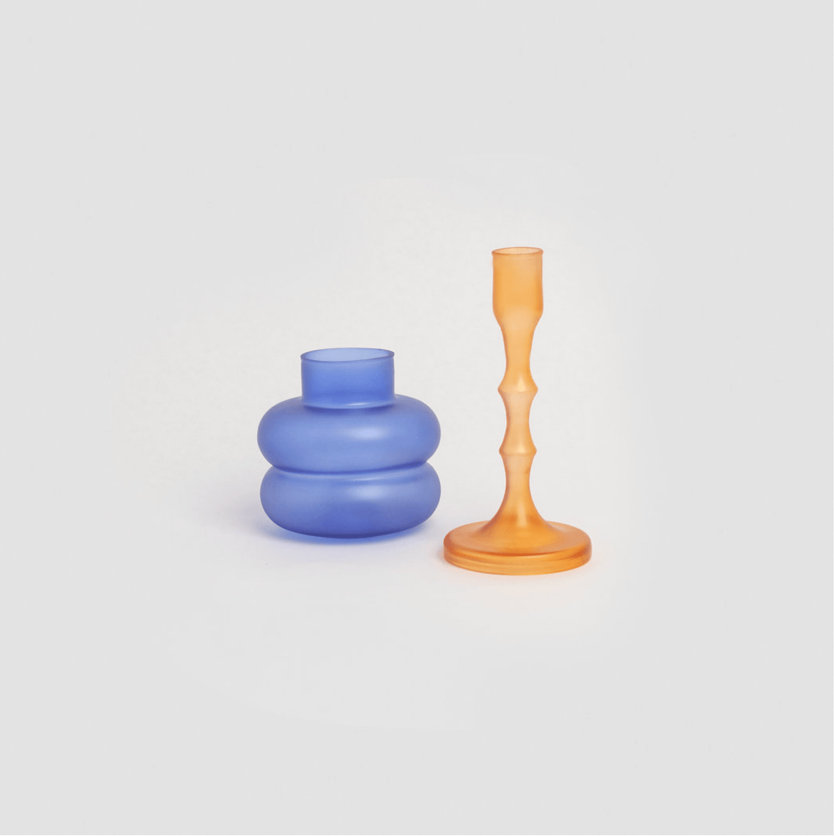 Couples Handmade Glass Candleholders