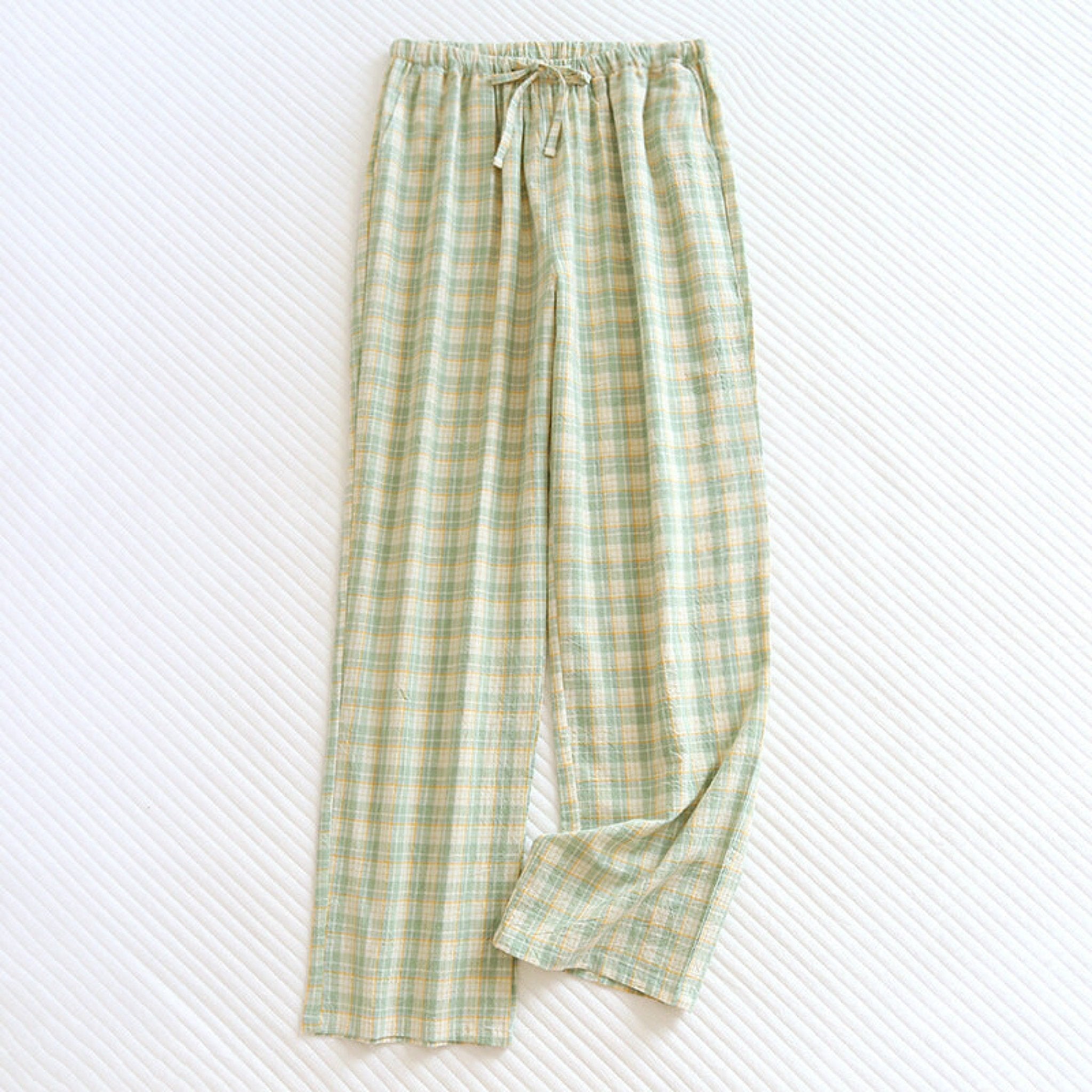 Plaid Washed Cotton Pajama Pants