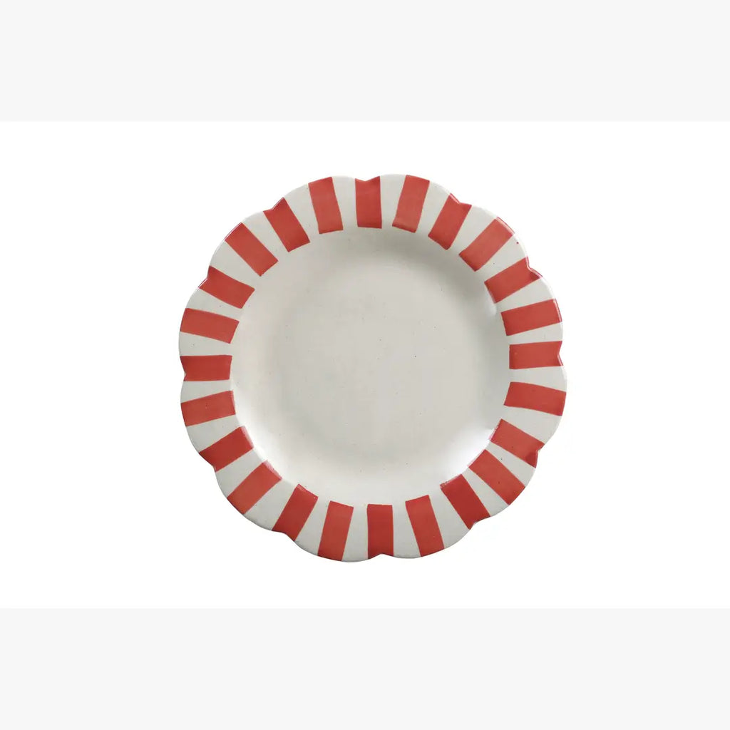 Ceramic Stripe Dinner Plate | Red Plate Casa Amarosa
