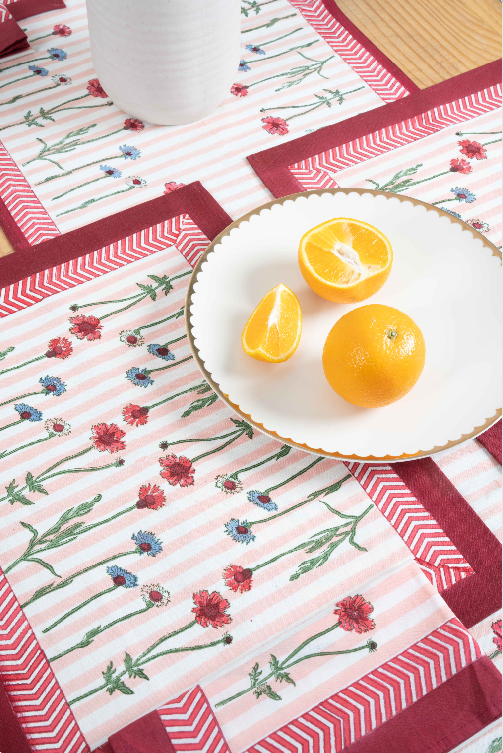 Wildflower Blockprint Placemat, Set of 2