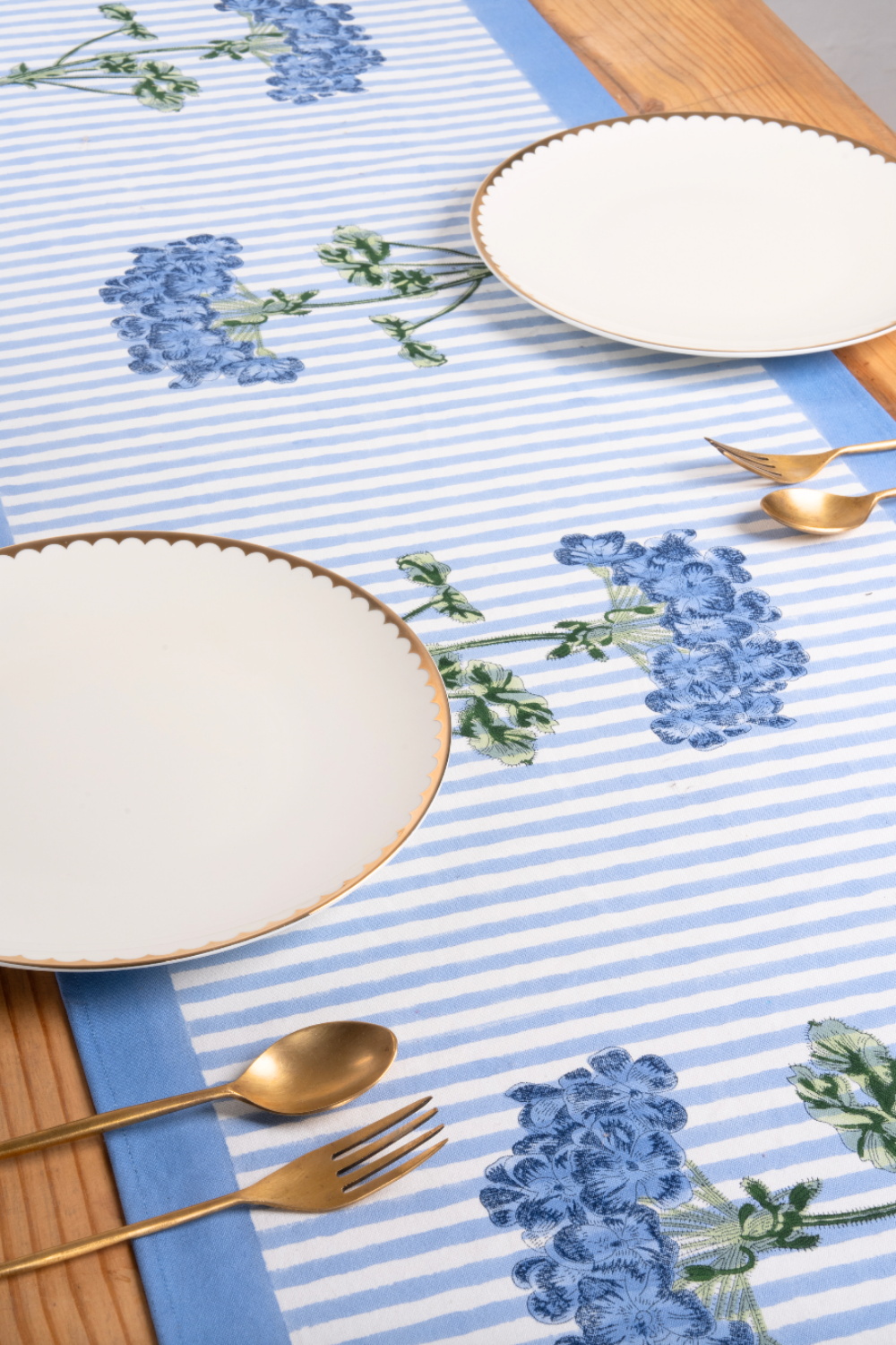 Blue Hydrangea Table Runner