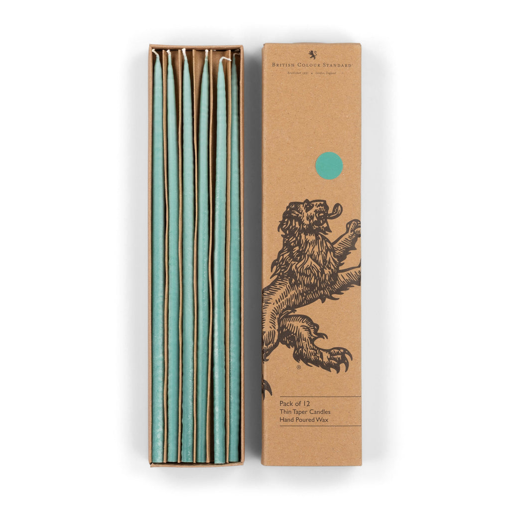 Thin Taper Candles - Beryl Green