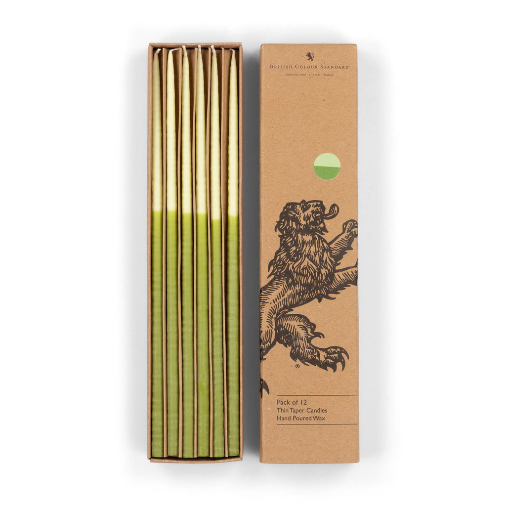 Thin Taper Candles - Two-Tone in Pistachio and Eau De Nil