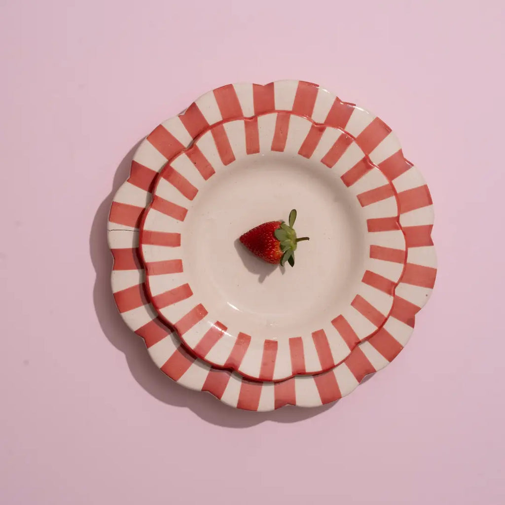 Ceramic Stripe Dinner Plate | Red Plate Casa Amarosa