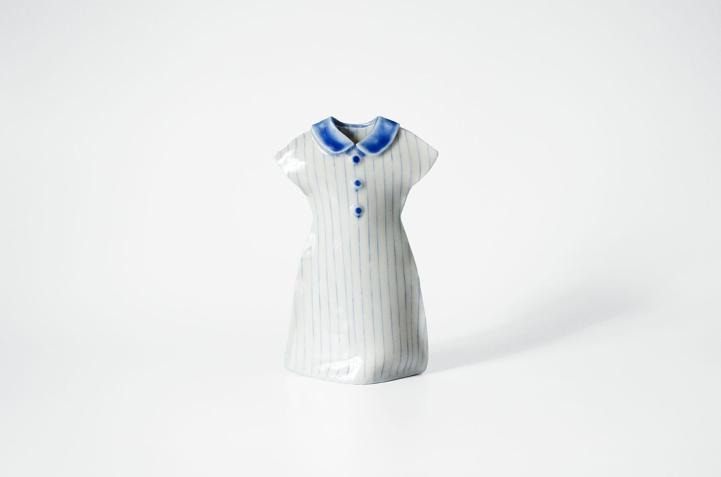 Nerikomi Porcelain Dress Shape Bud Vase Ceramic Vase Saori M Stoneware White x Blue