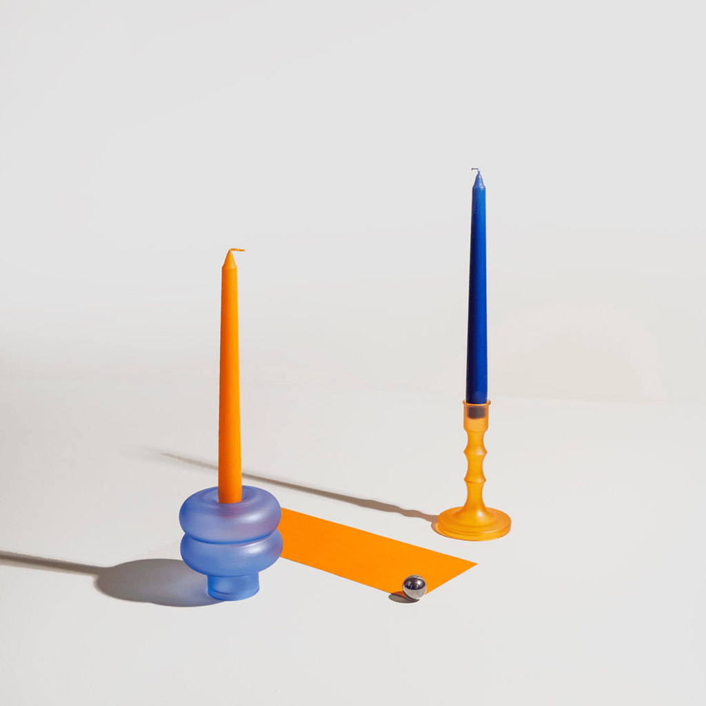 Couples Handmade Glass Candleholders